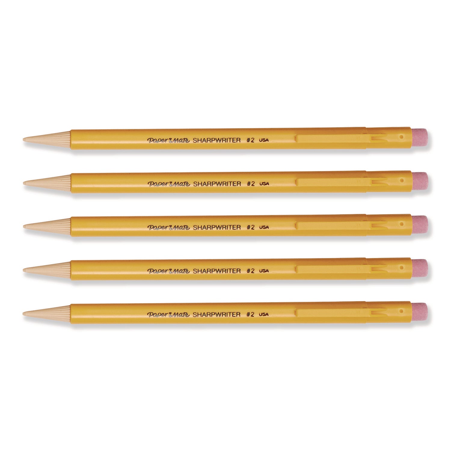 paper-mate-r-sharpwriter-mechanical-pencil-0-7-mm-hb-2-black-lead-classic-yellow-barrel-5-pack-pap30376bpp_2