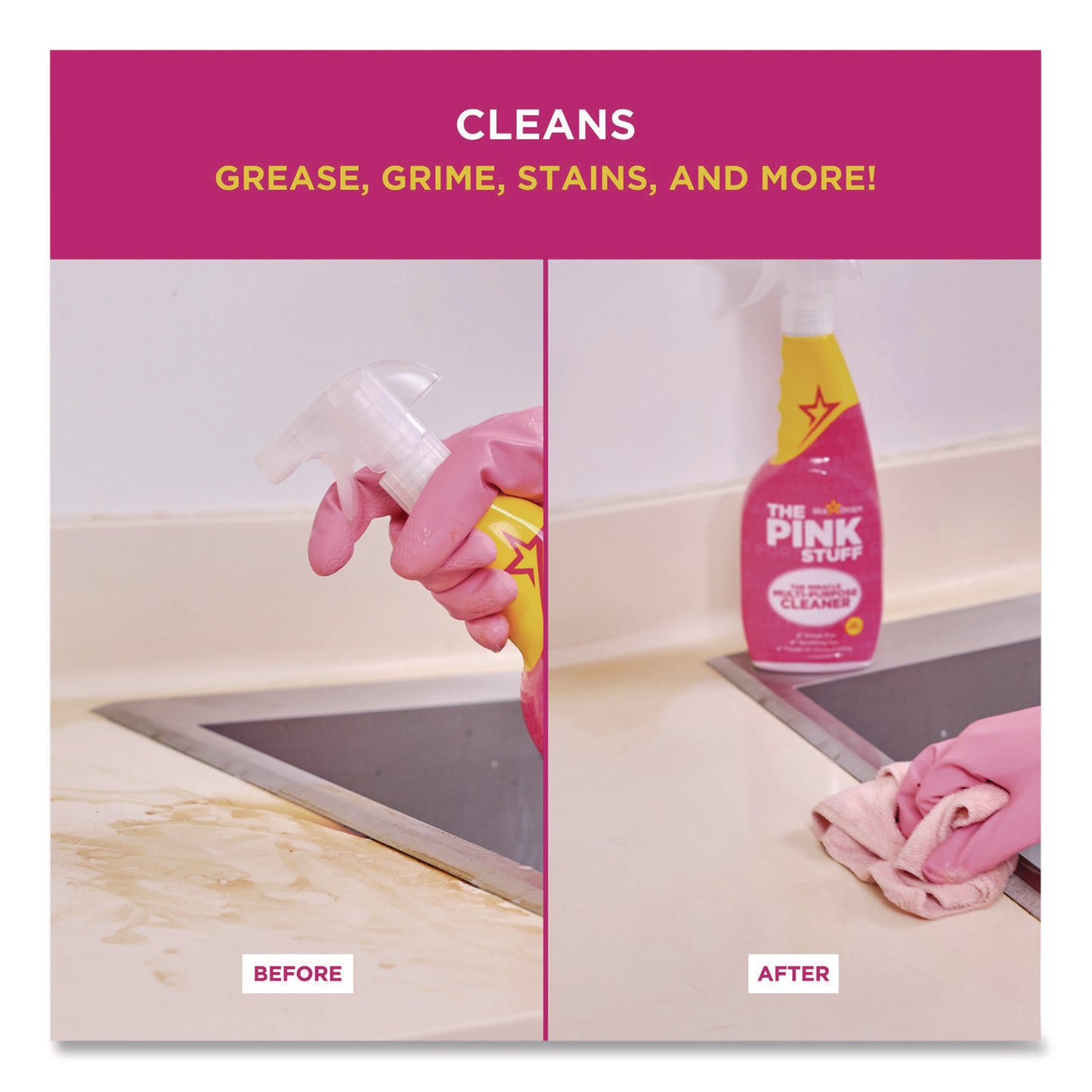 The Pink Stuff Multipurpose Cleaner Degreaser, Fruity Scent, 25.4 oz Spray Bottle (RST823788)