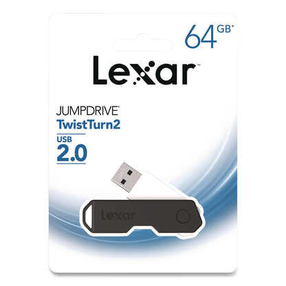 Lexar™ Twist Turn2 USB 2.0 Flash Drive, 64 GB, Black (LXR24388079)