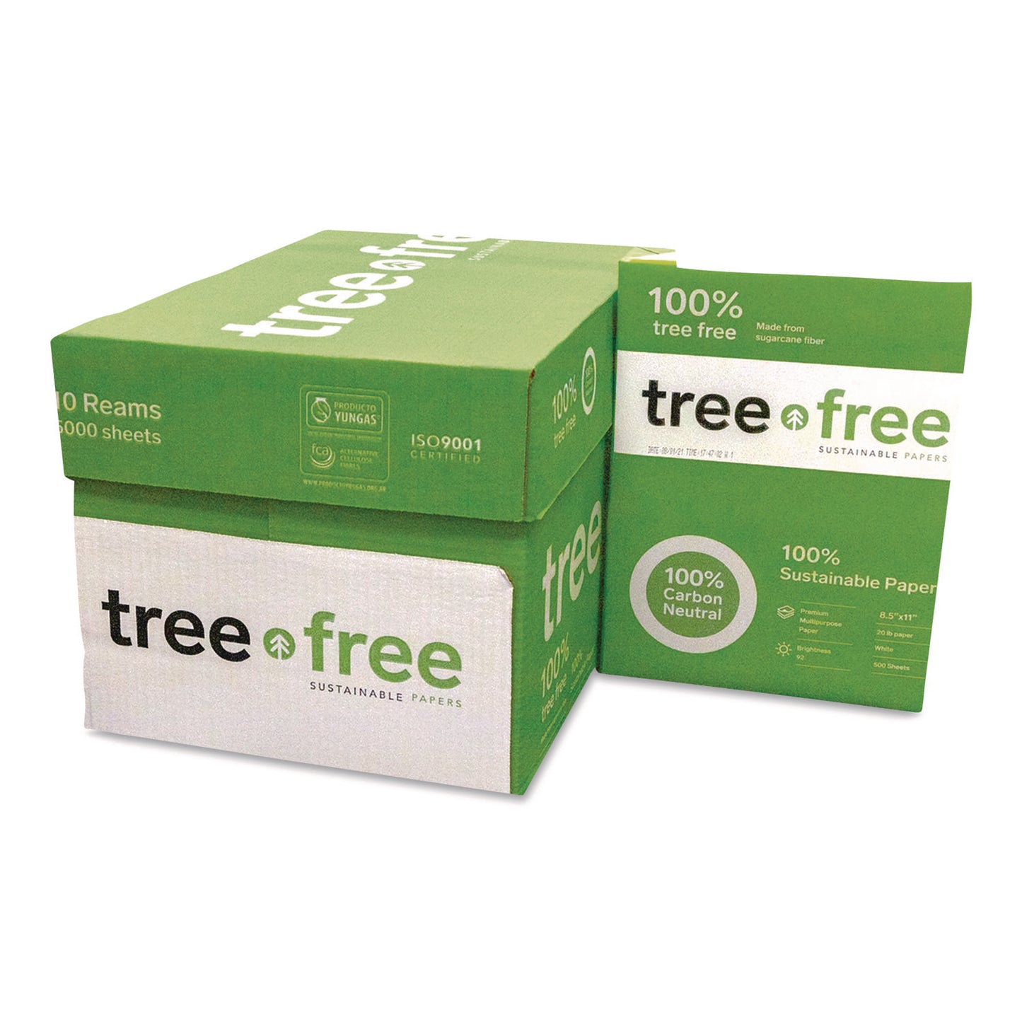 TreeZero™ TreeFree Multipurpose Paper, 92 Bright, 20 lb Bond Weight, 8.5 x 11, White, 500 Sheets/Ream, 10 Reams/Carton (TPPTFLTR10)