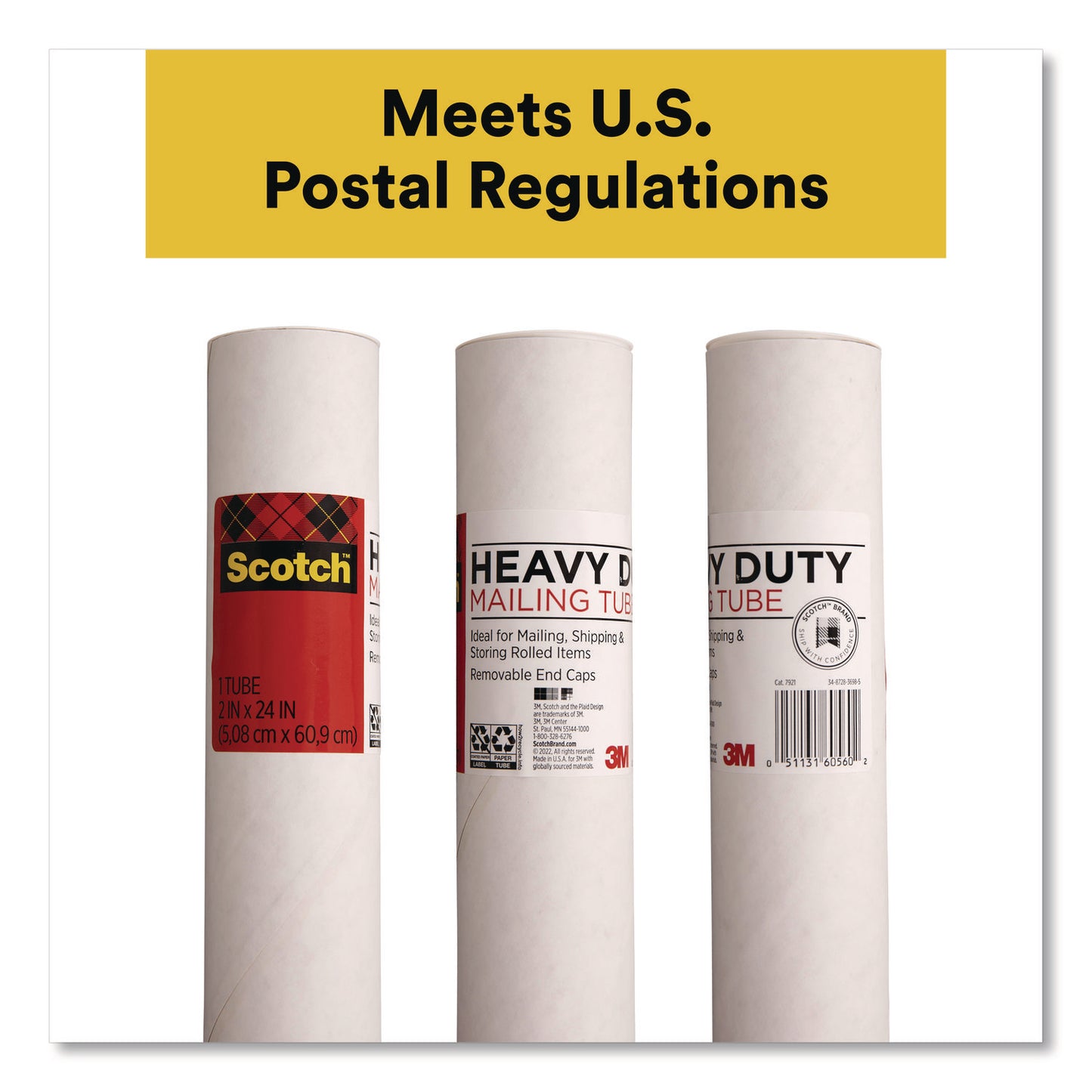 Scotch™ Mailing Tube, 24" Long, 2" Diameter, White (MMM7921)