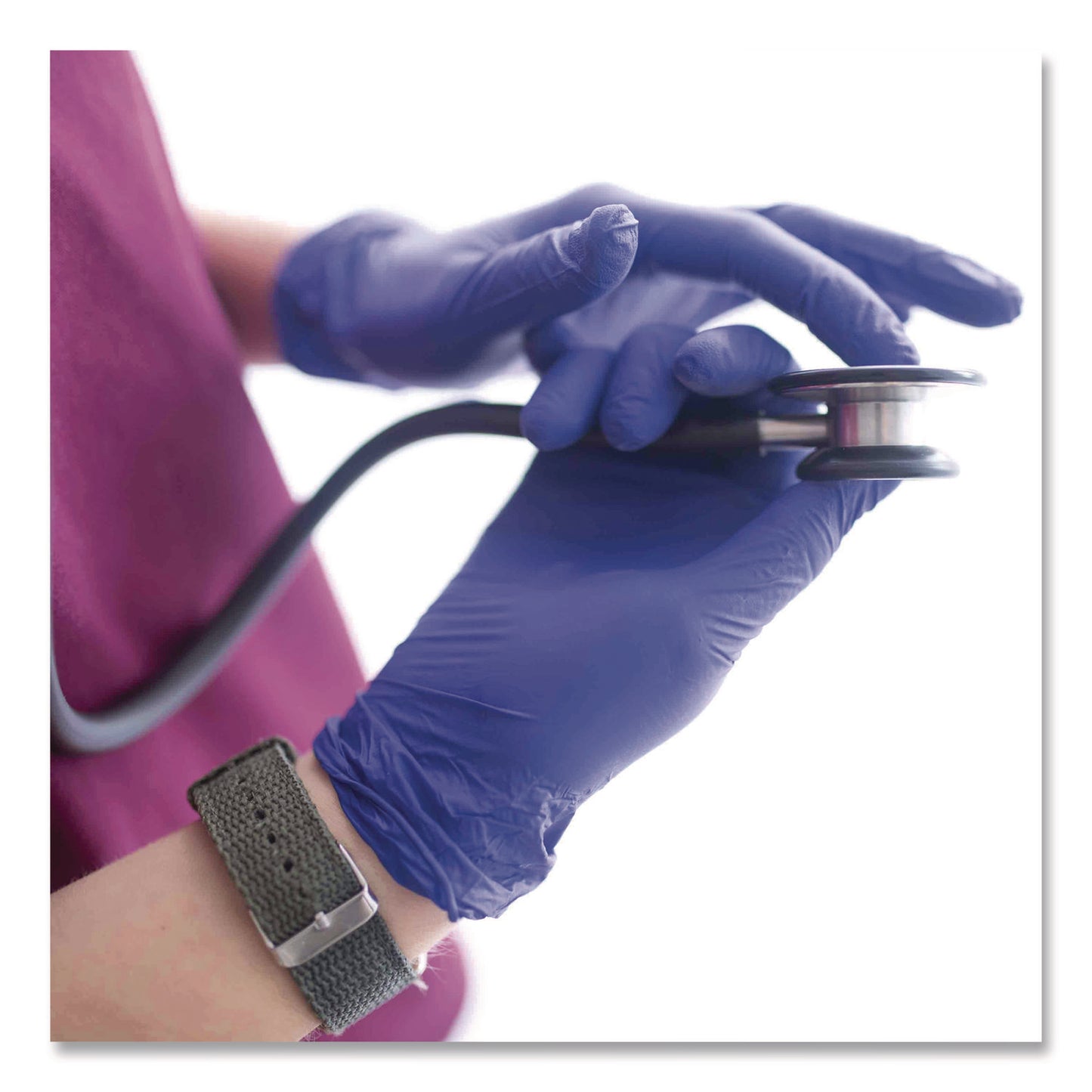 AMMEX® Professional Nitrile Exam Gloves, Powder-Free, Medium, 3 mil Thick, Indigo, 100/Box (AXCAINPF44100)