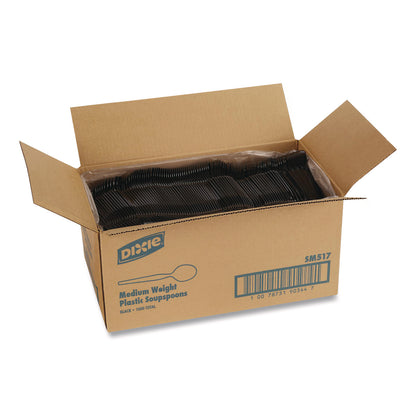 Dixie® Mediumweight Polystyrene Cutlery, Soup Spoon, Plastic, Black, 1,000/Carton (DXESM517)