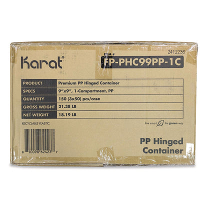 karat-r-polypropylene-plastic-hinged-container-9-x-9-x-3-black-clear-plastic-50-pack-3-packs-carton-krtfpphc99pp1c_7