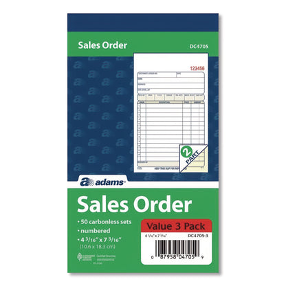 Adams® Multipart Sales Order Pad, Two-Part Carbonless, 4.19 x 6.69, 50 Forms/Pad, 3 Pads/Pack (ABFDC47053PK)