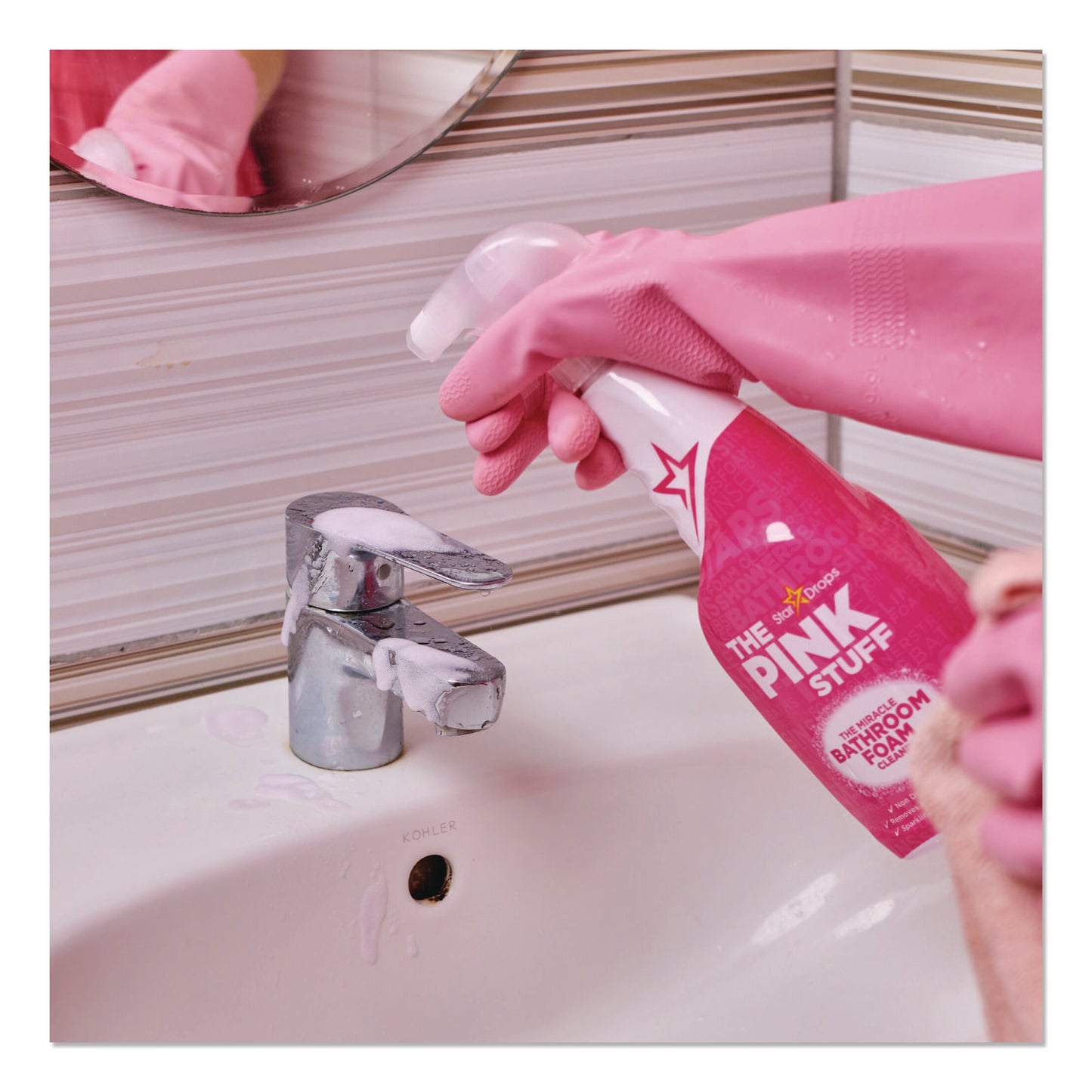 The Pink Stuff The Miracle Bathroom Foam Cleaner, Fruity Scent, 25.4 oz Trigger Spray Bottle (RST823787)