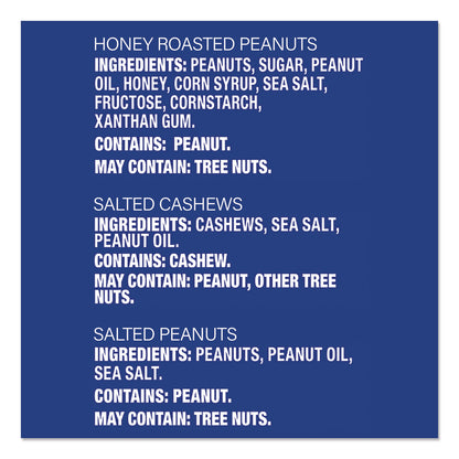 Planters® Salted Nuts Variety Pack, Assorted Flavors, 1.5 oz/1.75 oz Packs, 24/Carton (PTN884624)