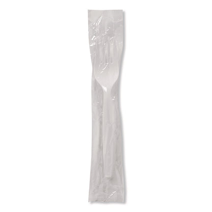 Dixie® Mediumweight Polypropylene Cutlery, Individually Wrapped, Fork, Plastic, White, 1,000/Carton (DXEFMP23C)