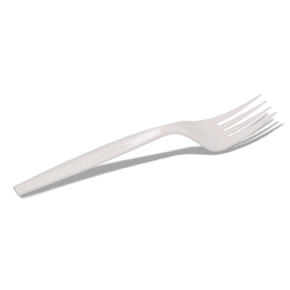 Dixie® Mediumweight Polypropylene Cutlery, Individually Wrapped, Fork, Plastic, White, 1,000/Carton (DXEFMP23C)