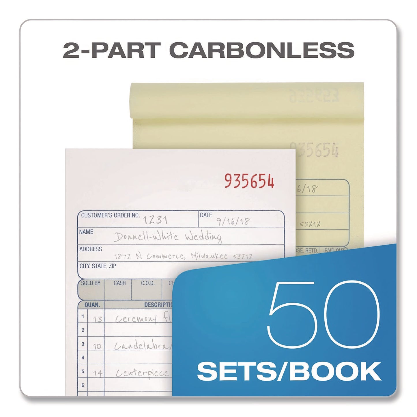 Adams® Multipart Sales Order Pad, Two-Part Carbonless, 4.19 x 6.69, 50 Forms/Pad, 3 Pads/Pack (ABFDC47053PK)