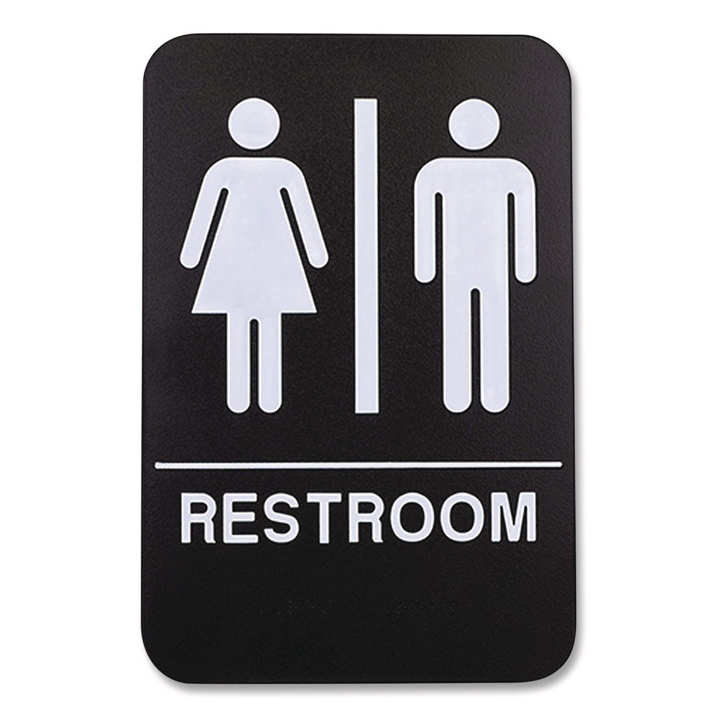 Excello Global Products® Indoor/Outdoor Restroom with Braille Text, 6 x 9, Black Face, White Graphics, 3/Pack (EXOHD0275S)