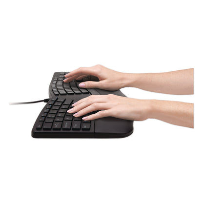 Kensington® Pro Fit Ergo Wired Keyboard, Black (KMW75400)