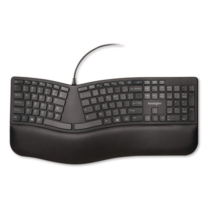 Kensington® Pro Fit Ergo Wired Keyboard, Black (KMW75400)