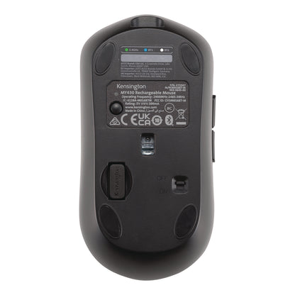 Kensington® MY430 EQ Multi-Device Rechargeable Wireless Mouse, 2.4 GHz Frequency/6 ft Wireless Range, Left/Right Hand Use, Black (KMW75507)