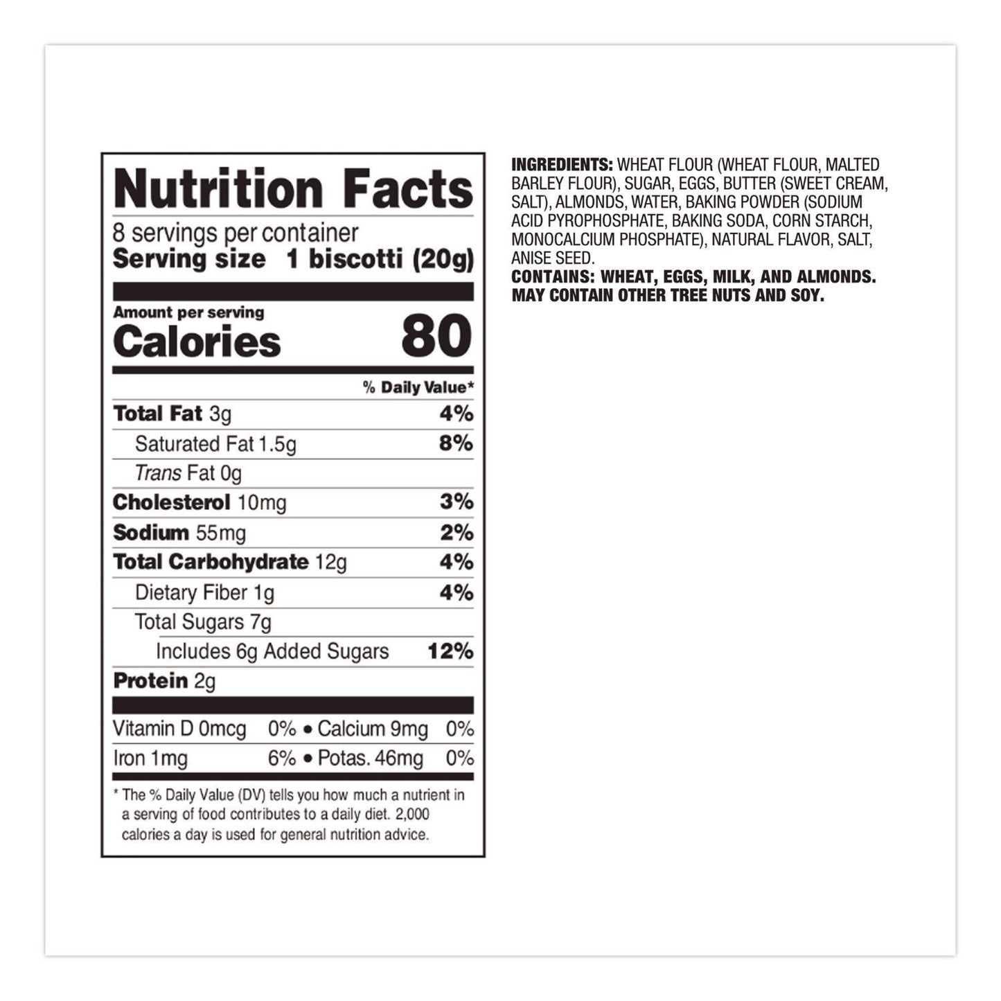 Nonni's® Biscotti, Classic Almond, 0.69 oz Individually Wrapped, 25/Pack (NONNSD197721)