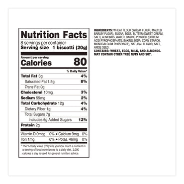 Nonni's® Biscotti, Classic Almond, 0.69 oz Individually Wrapped, 25/Pack (NONNSD197721)