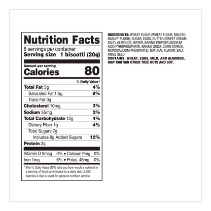 Nonni's® Biscotti, Classic Almond, 0.69 oz Individually Wrapped, 25/Pack (NONNSD197721)