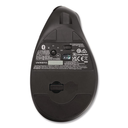 Kensington® Pro Fit Ergo MY630 EQ Rechargeable Mouse, 2.4 GHz/30 ft Wireless Range, Right Hand Use, Black (KMW72484)