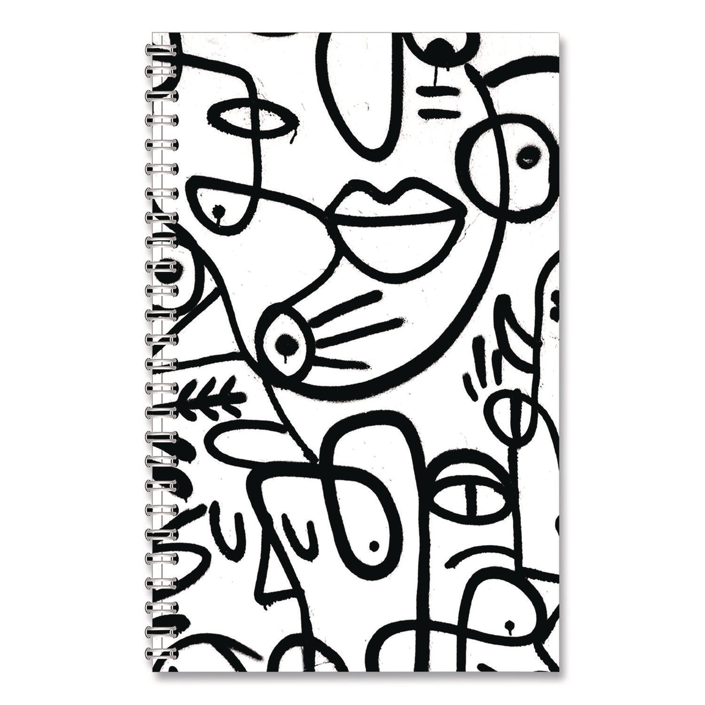 House of Doolittle™ Recycled Non-Dated Monthly/Weekly Planner, Abstract Faces, Black/White Cover, Undated (HOD212141)