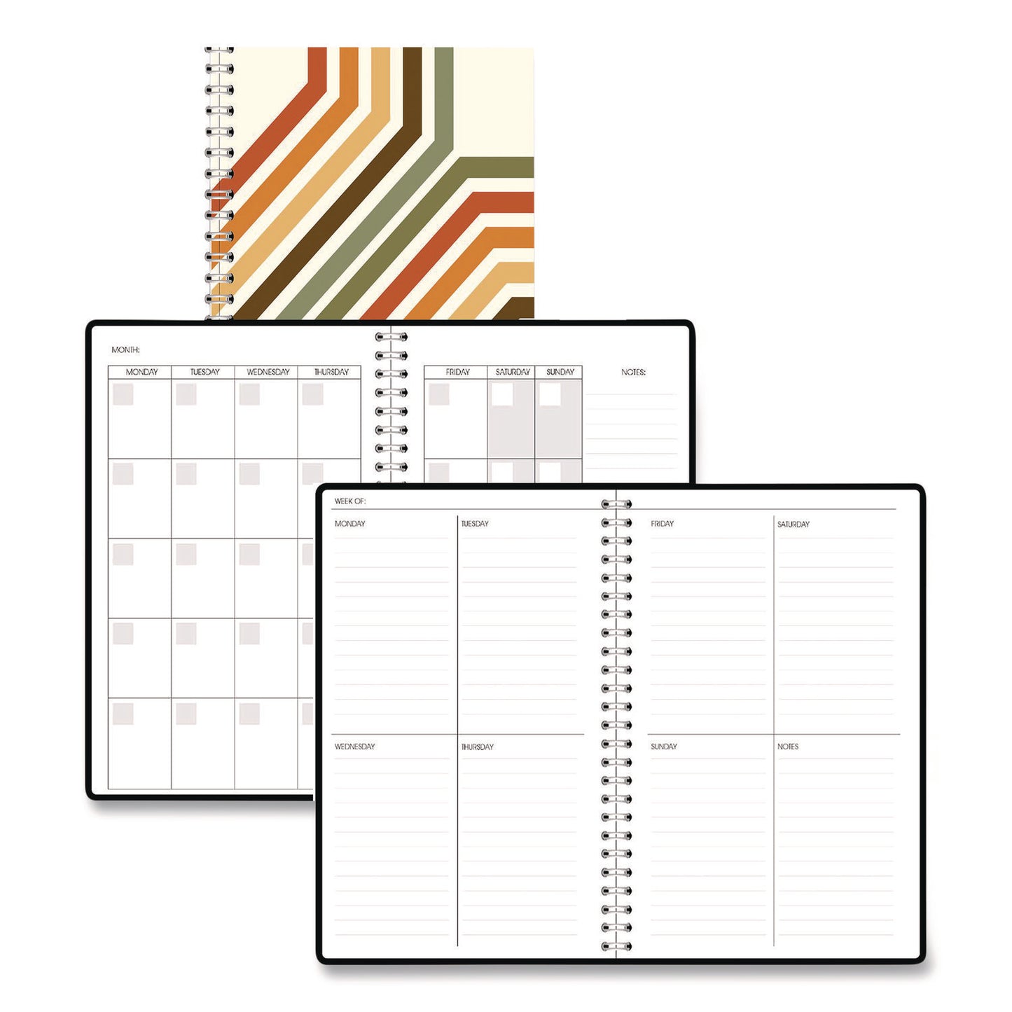House of Doolittle™ Recycled Non-Dated Monthly/Weekly Planner, 70's Stripes, Multicolor Cover, Undated (HOD212142)