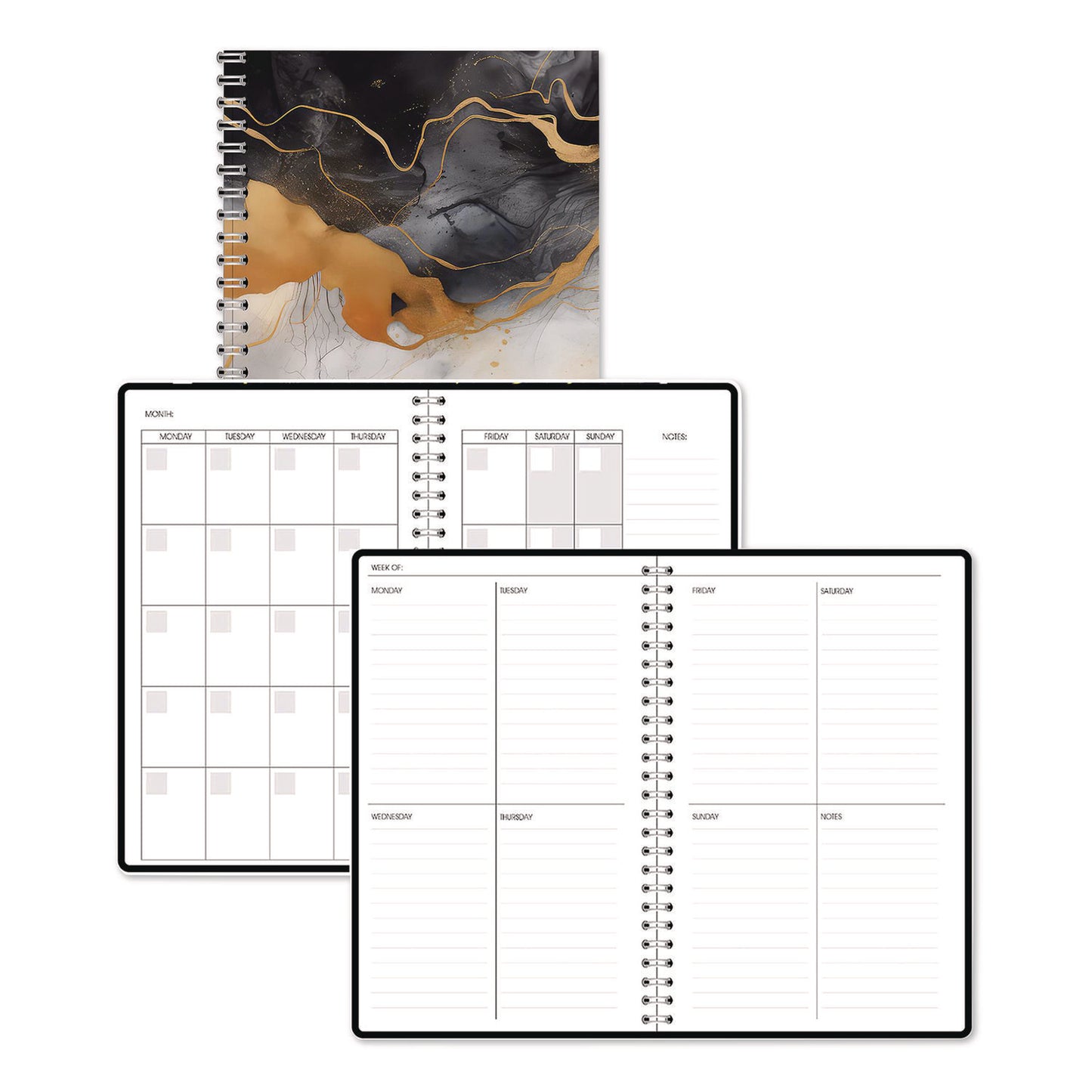 House of Doolittle™ Recycled Non-Dated Monthly/Weekly Planner, Gold and Smoke, Multicolor Cover, Undated (HOD212148)