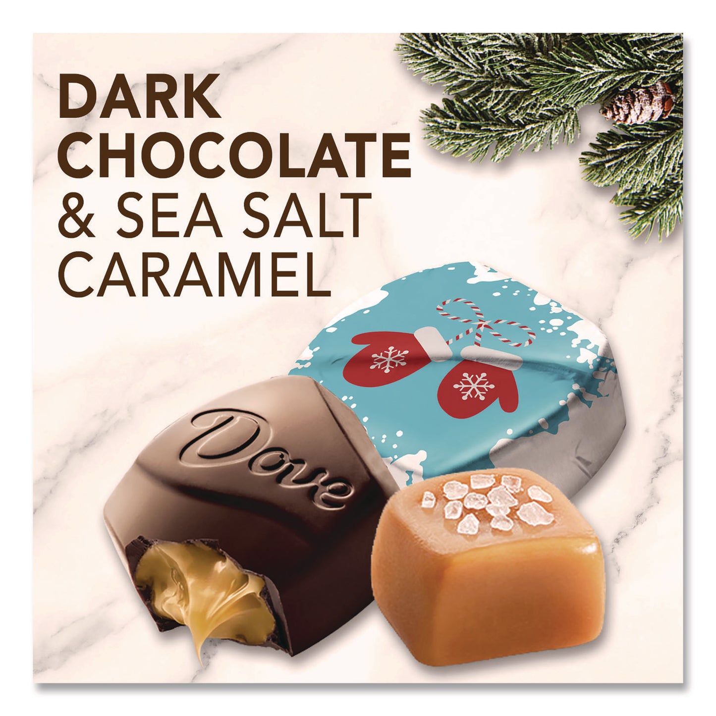 Dove® Chocolate Promises Frosty and Festive Dark Chocolate and Sea Salt Caramel Candy, 7.94 oz Bag (DOEMMM59122)