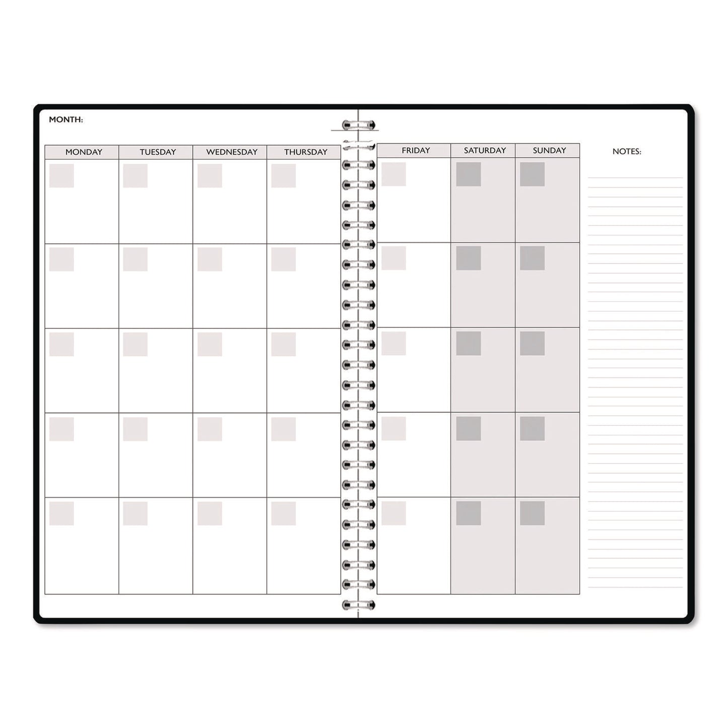 House of Doolittle™ Recycled Non-Dated Monthly/Weekly Planner, Black and White Floral, Black/White Cover, Undated (HOD212149)