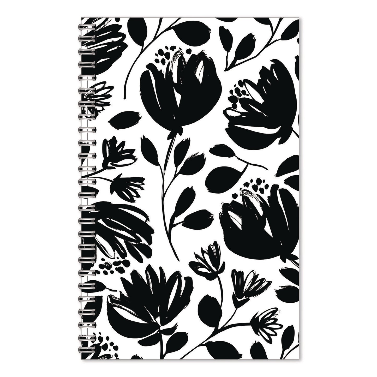 House of Doolittle™ Recycled Non-Dated Monthly/Weekly Planner, Black and White Floral, Black/White Cover, Undated (HOD212149)