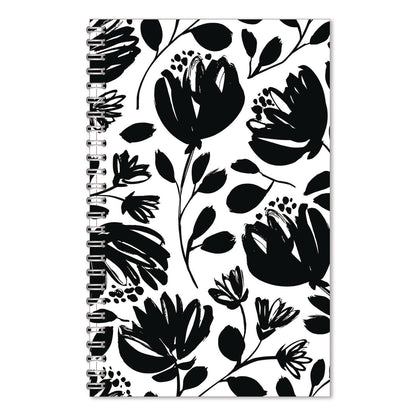 House of Doolittle™ Recycled Non-Dated Monthly/Weekly Planner, Black and White Floral, Black/White Cover, Undated (HOD212149)