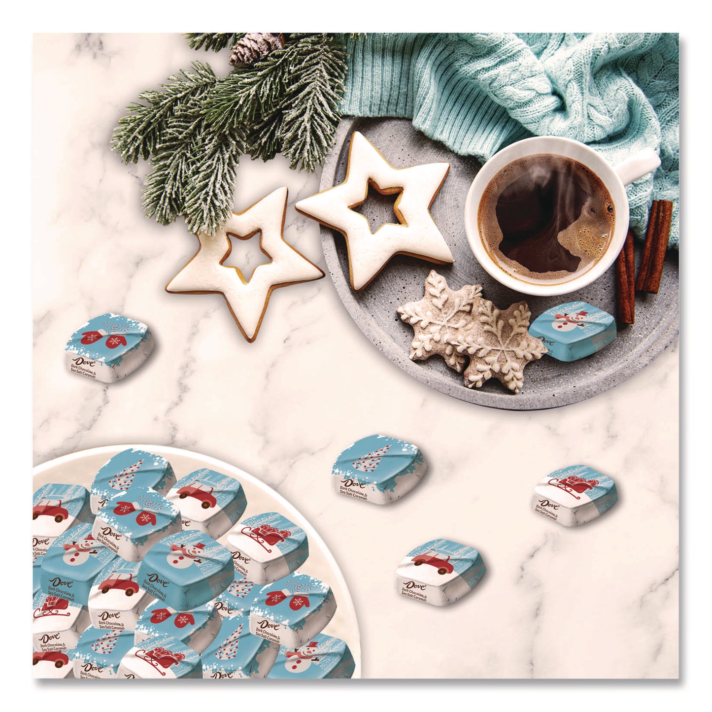 Dove® Chocolate Promises Frosty and Festive Dark Chocolate and Sea Salt Caramel Candy, 7.94 oz Bag (DOEMMM59122)