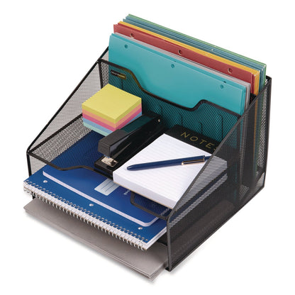 mind-reader-metal-mesh-vertical-file-holder-paper-tray-desktop-organizer-2-tier-5-compartment-letter-size-11-25-x-12-5-x-9-5-black-emsmeshbox5blk_6