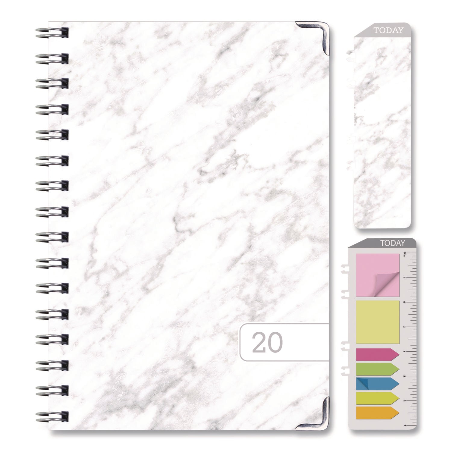 global-printed-products-marble-weekly-monthly-planner-marble-stone-artwork-8-x-5-5-white-gray-silver-cover-14-month-nov-2024-to-dec-2025-gpuspls255804_5