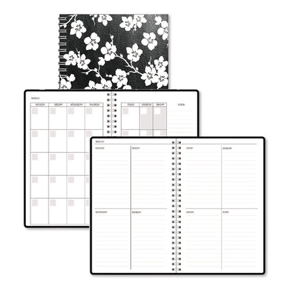 House of Doolittle™ Recycled Non-Dated Monthly/Weekly Planner, Cherry Blossoms, Black/White Cover, Undated (HOD212152)
