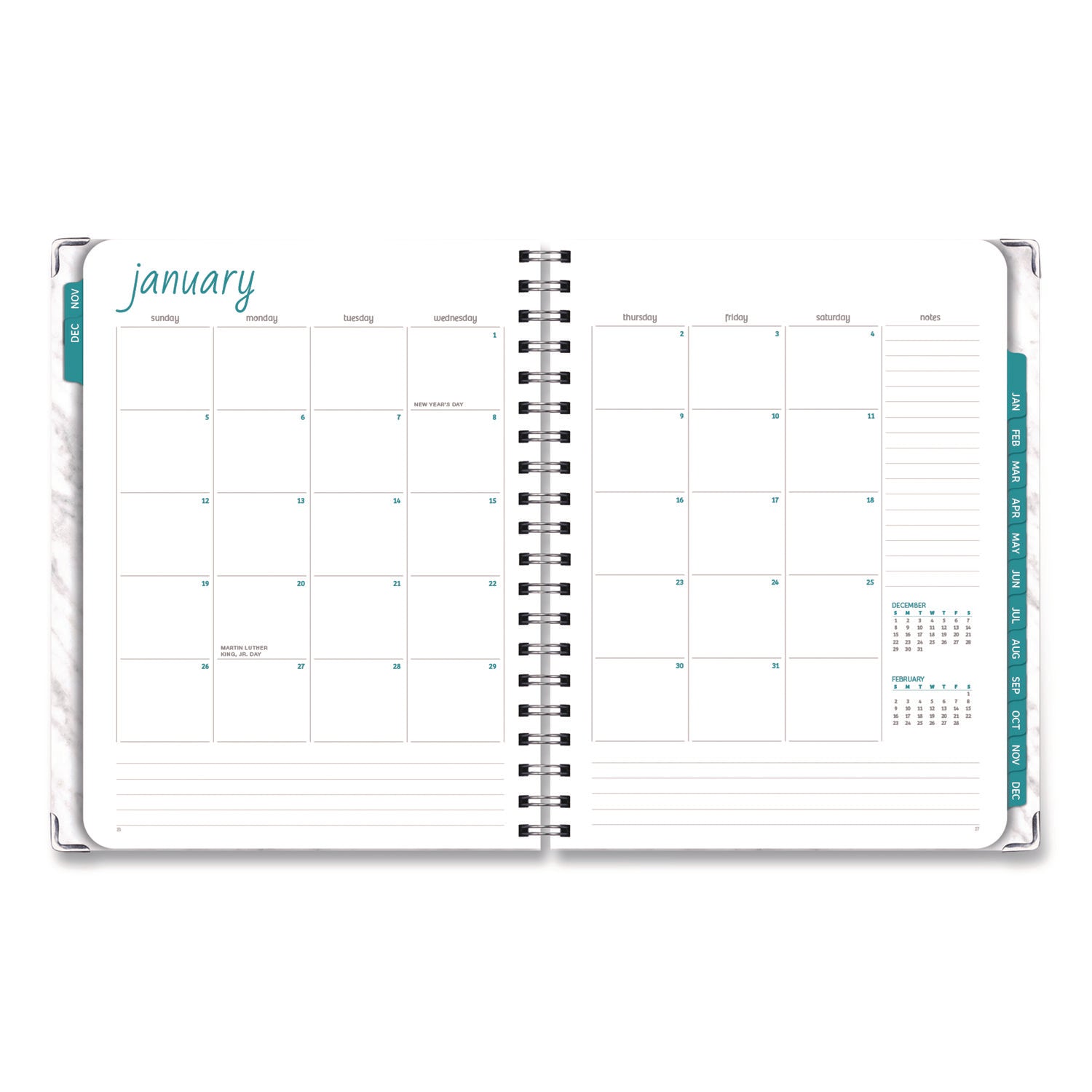 global-printed-products-marble-weekly-monthly-planner-marble-stone-artwork-11-x-8-5-white-gray-silver-cover-14-month-nov-2024-to-dec-2025-gpuspls25851106_3