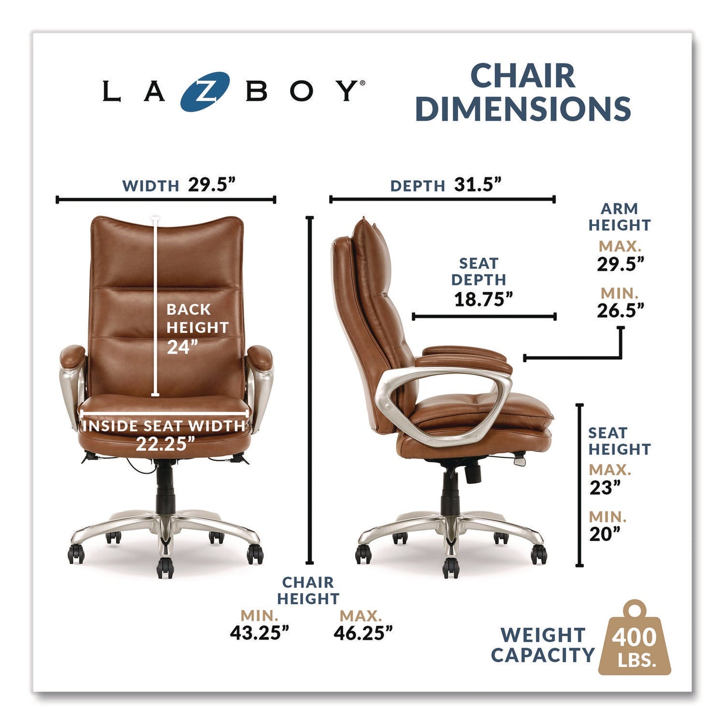la-z-boy®-jenkins-executive-big-and-tall-chair-supports-up-to-400-lb-20-to-23-seat-height-brown-seat-back-silver-black-base-lzb60075cam_3