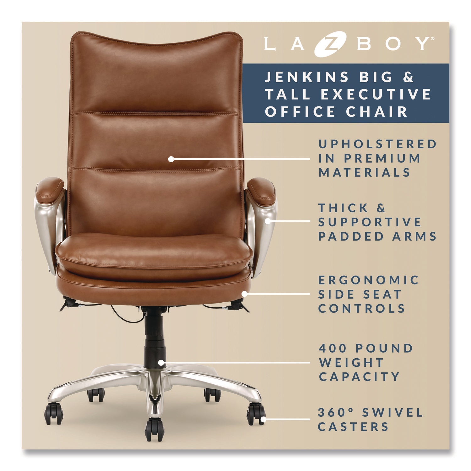la-z-boy®-jenkins-executive-big-and-tall-chair-supports-up-to-400-lb-20-to-23-seat-height-brown-seat-back-silver-black-base-lzb60075cam_4