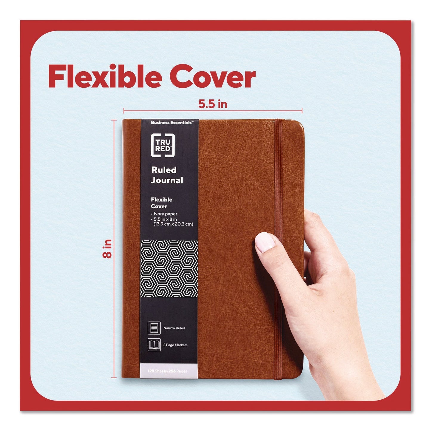 tru-red-flexible-cover-business-journal-elastic-closure-1-subject-narrow-rule-cognac-cover-128-8-x-5-5-sheets-tudtr61952_3