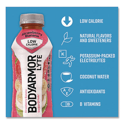 BodyArmor LYTE Sports Drink, Strawberry Banana, 16 oz Bottle, 12/Pack (BDA411896)