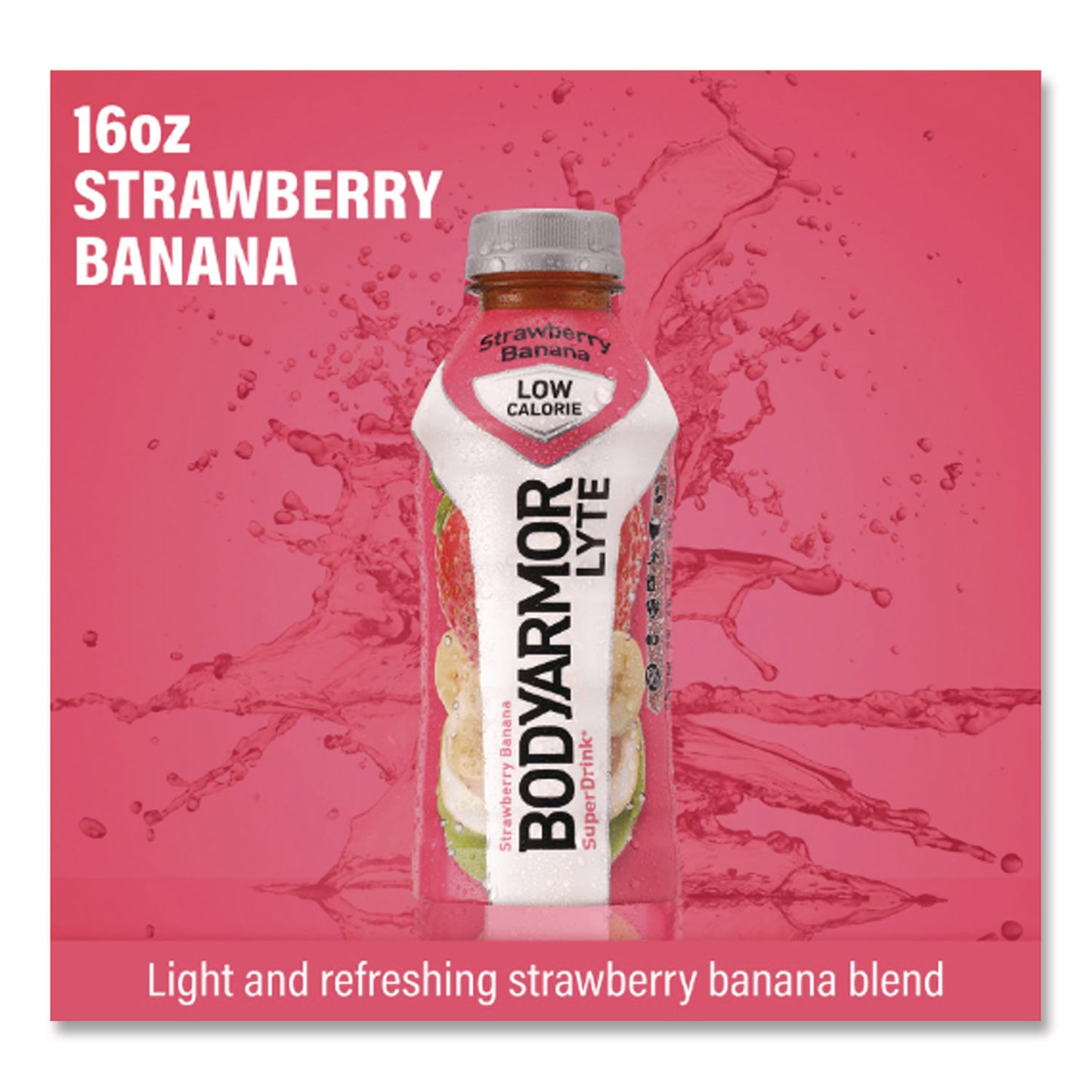 BodyArmor LYTE Sports Drink, Strawberry Banana, 16 oz Bottle, 12/Pack (BDA411896)