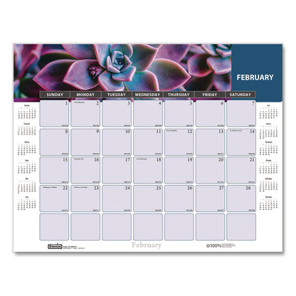 House of Doolittle™ Recycled Succulent and Cacti Desk Pad Calendar, 17 x 22, Multicolor Sheets, Black Corners, 12-Month (Jan to Dec): 2026 (HOD121)