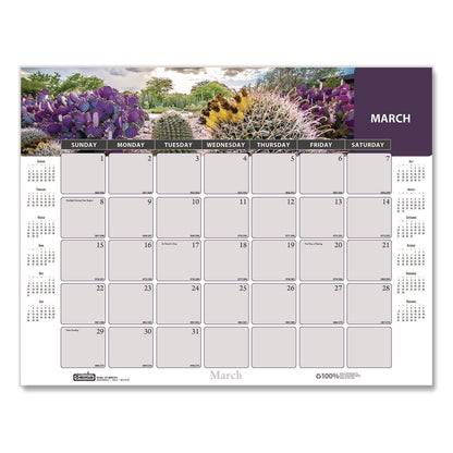 House of Doolittle™ Recycled Succulent and Cacti Desk Pad Calendar, 17 x 22, Multicolor Sheets, Black Corners, 12-Month (Jan to Dec): 2026 (HOD121)