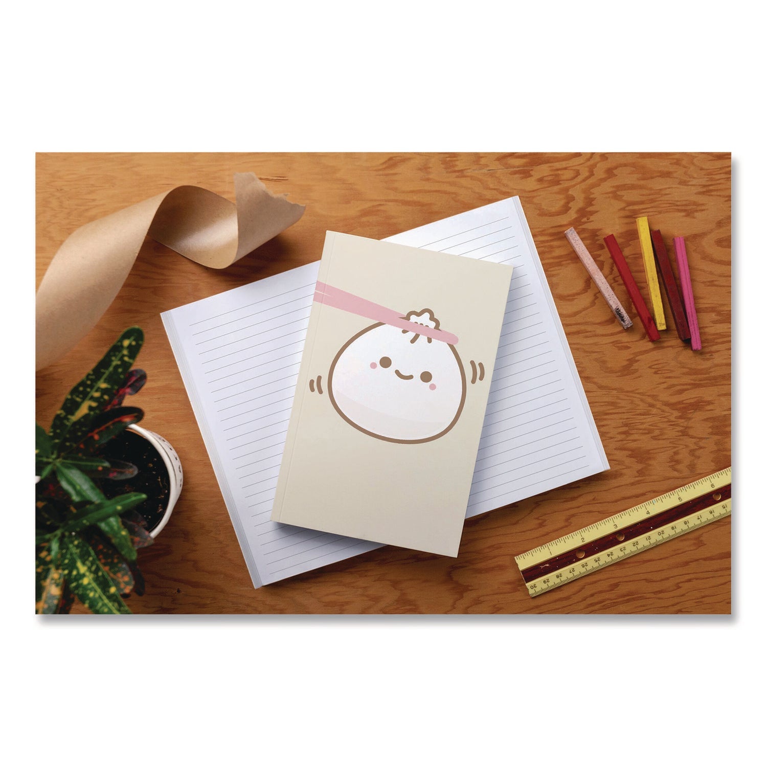 denik-smoko-lil-b-dumpling-layflat-notebook-1-subject-medium-college-rule-tan-white-pink-cover-72-8-x-5-sheets-dnklfc1887l_3