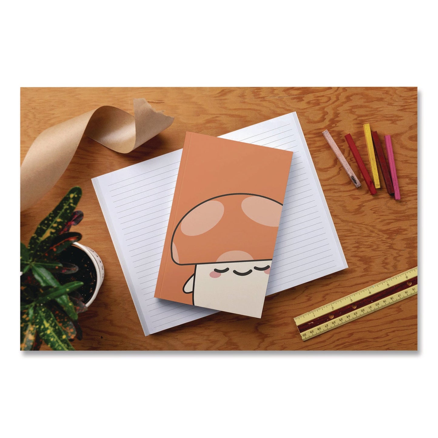 denik-smoko-kai-mushroom-layflat-notebook-1-subject-medium-college-rule-orange-white-cover-72-8-x-5-sheets-dnklfc1891l_3