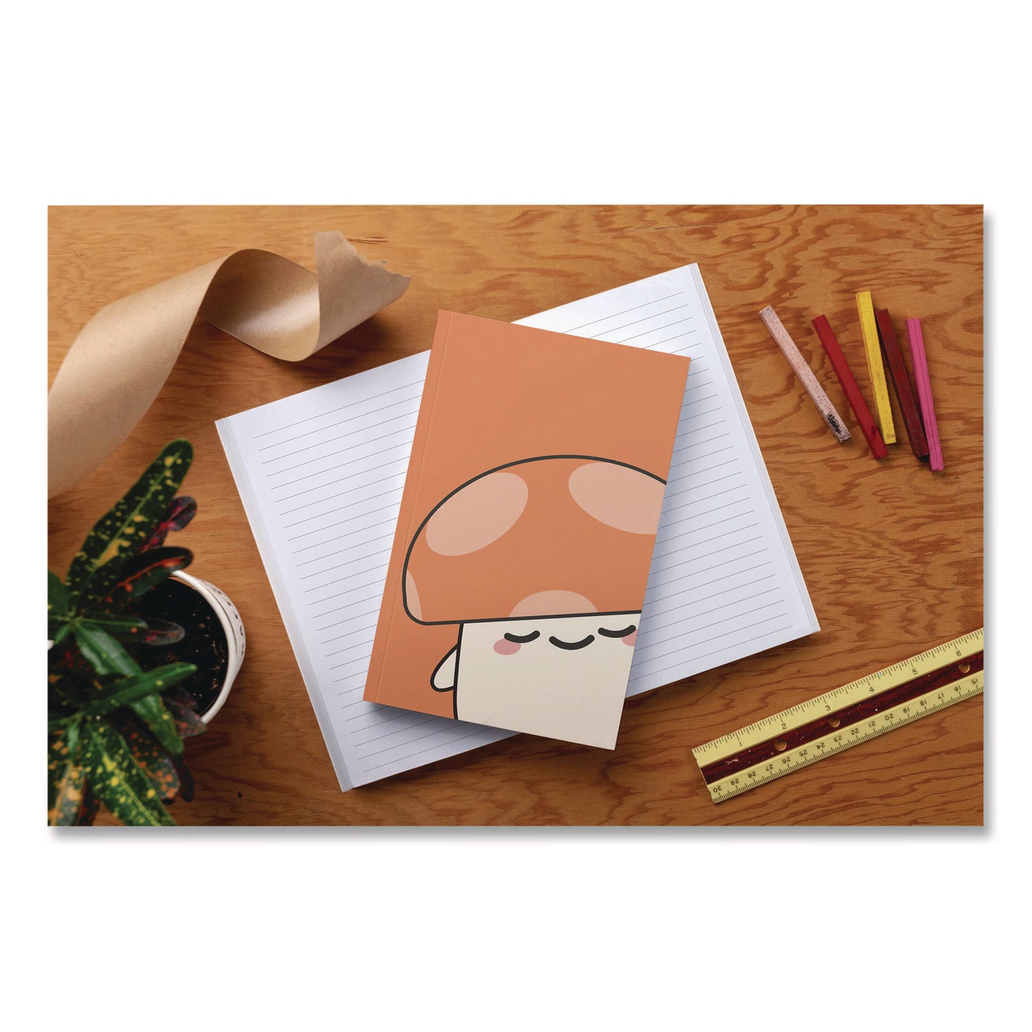 denik-smoko-kai-mushroom-layflat-notebook-1-subject-medium-college-rule-orange-white-cover-72-8-x-5-sheets-dnklfc1891l_3