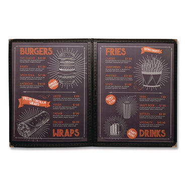 excello-global-products-r-menu-holder-for-8-5-x-11-menus-portrait-orientation-4-view-9-6-x-12-holder-clear-black-silver-10-pack-exosplsmenu4_2