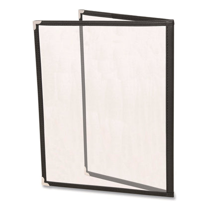 excello-global-products-r-menu-holder-for-8-5-x-11-menus-portrait-orientation-4-view-9-6-x-12-holder-clear-black-silver-10-pack-exosplsmenu4_4