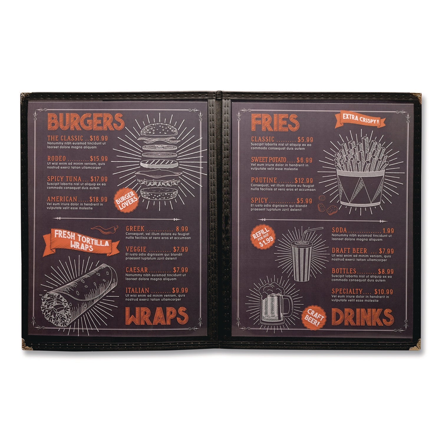 excello-global-products-r-menu-holder-for-8-5-x-11-menus-portrait-orientation-4-view-9-6-x-11-9-clear-black-silver-exosplsmenu41pk_2