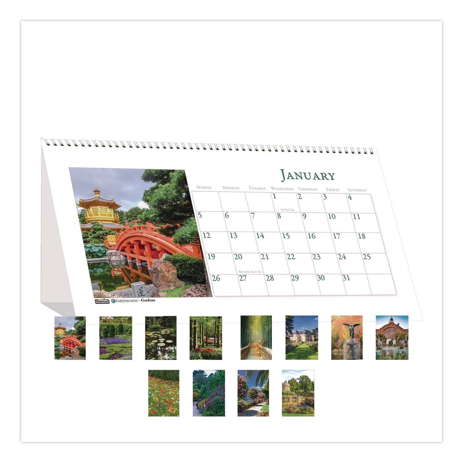 house-of-doolittle-recycled-gardens-of-the-world-monthly-desktop-calendar-garden-scene-photography-8-5-x-4-25-white-12-month-jan-dec-2025-hod30925_4