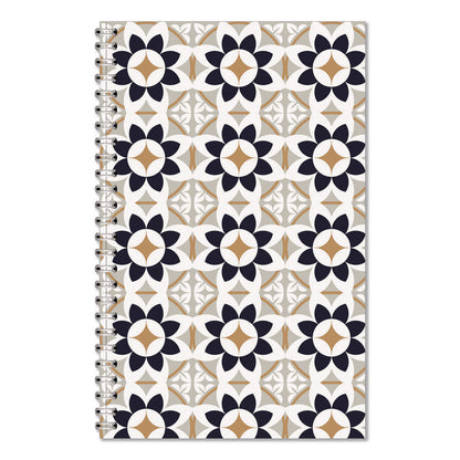 House of Doolittle™ Recycled Non-Dated Monthly/Weekly Planner, Flower Tiles, Tan/Black/White Cover, Undated (HOD212145)