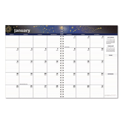 House of Doolittle™ Recycled Stargazer Monthly Planner, Stargazer Artwork, 11 x 7, Black Cover, 13-Month (Dec to Dec): 2026 (HOD21602)